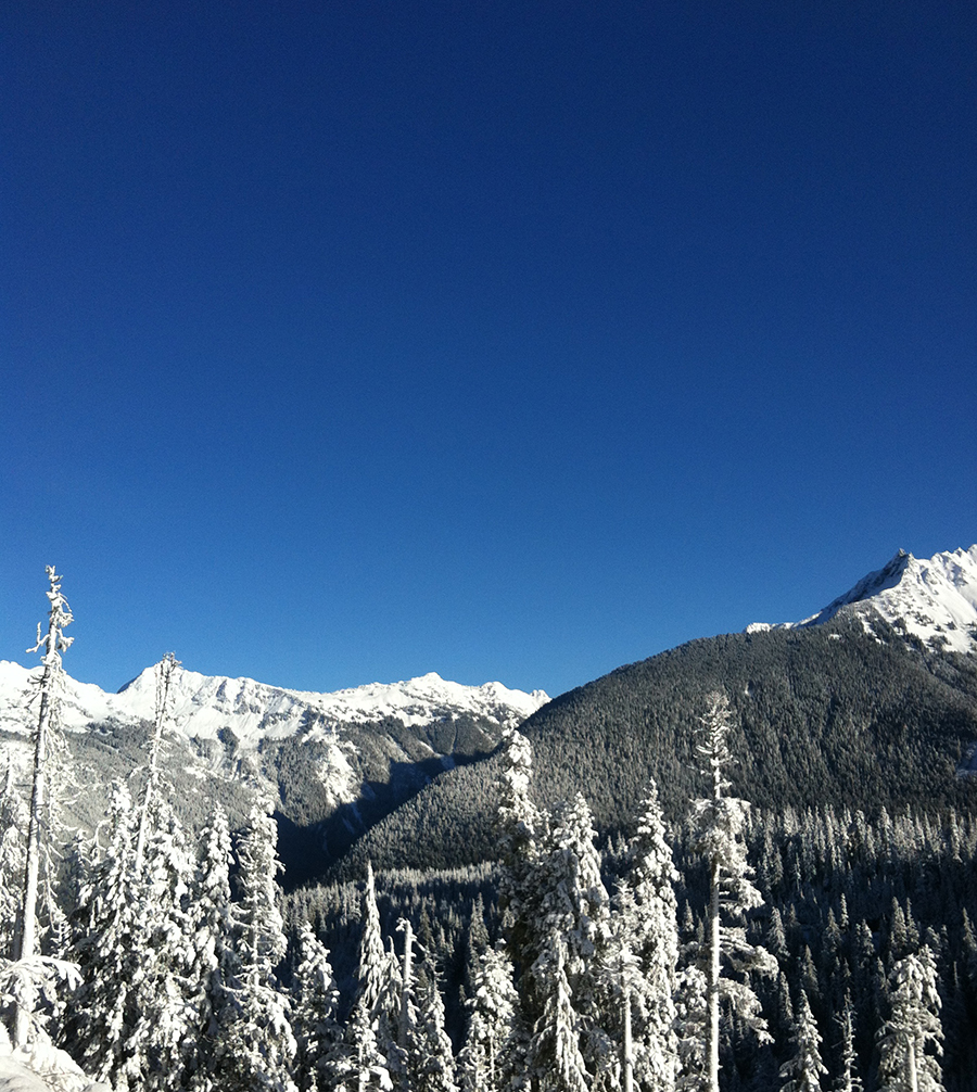 blue sky mountains snow