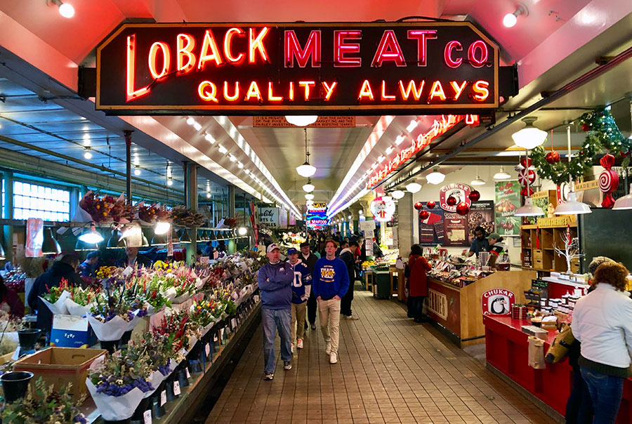 An entire dinner bought at Pike Place Market