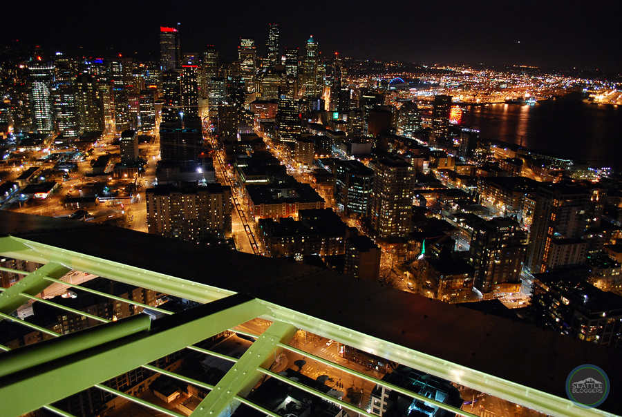 The View From The Space Needle in Seattle at Night