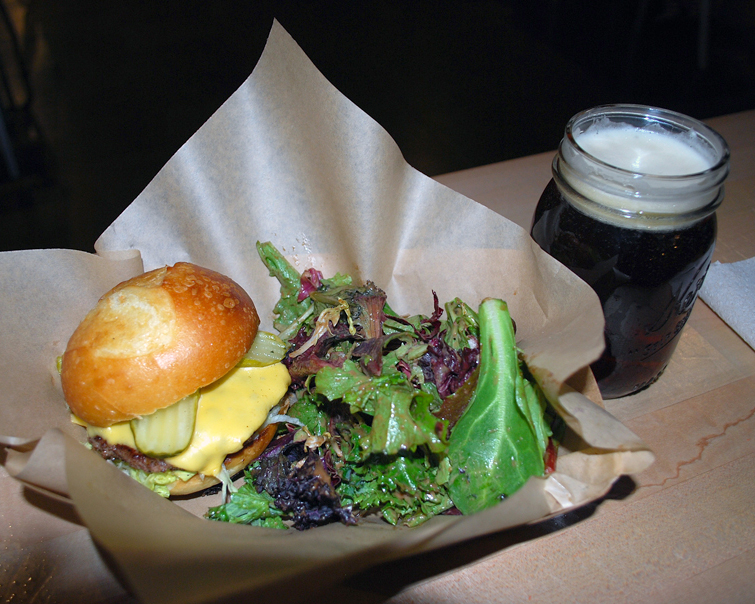 Burger from the Skillet Counter at Seattle Center during the Best Damn Happy Hour in Seattle